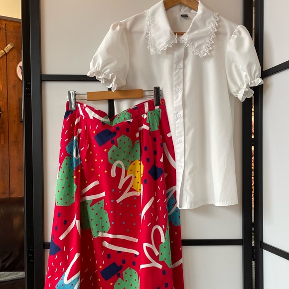 Vintage Patterned Red Skirt - Pirjo-Liisa (Nygård) - Picture 6 of 7